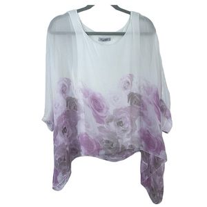 Elena Baldi Silk Italian Floral Blouse Top Size S EUC